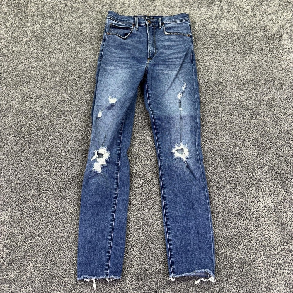 Abercrombie & Fitch Jeans Womens 4S Blue Ultra High Rise Super Skinny Distressed